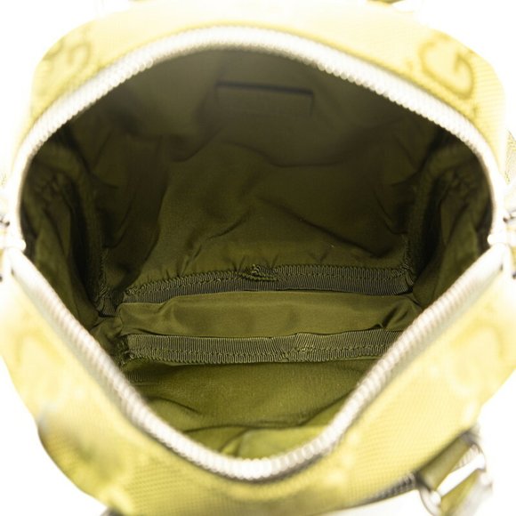 GUCCI GG Nylon Ob the Grit Shoulder Bag 625850 Khaki Green Leather  Women's - Picture 4 of 8